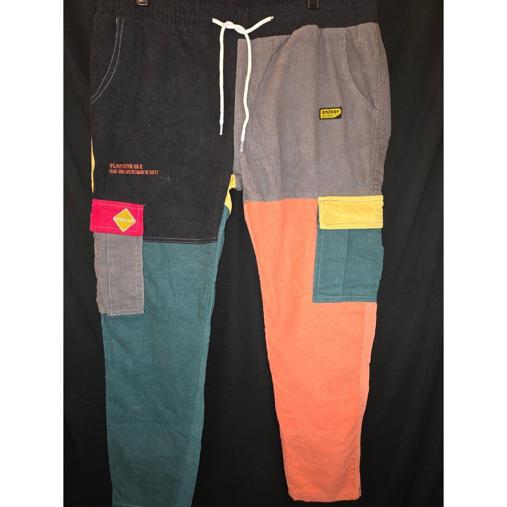 Stussy KCLOT Patchwork Corduroy Pants Mens Size L Streetwear Color Block